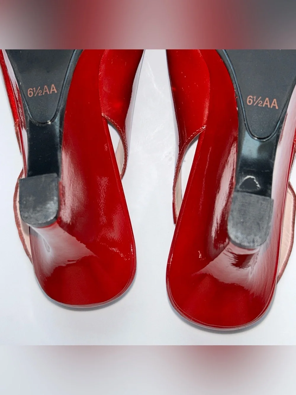 Vintage Talbots Burgundy Patent Leather Wedge Slingback Heels (6.5AA)
